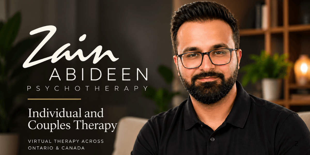 Portrait of a man with a beard promoting psychotherapy services for individuals and couples