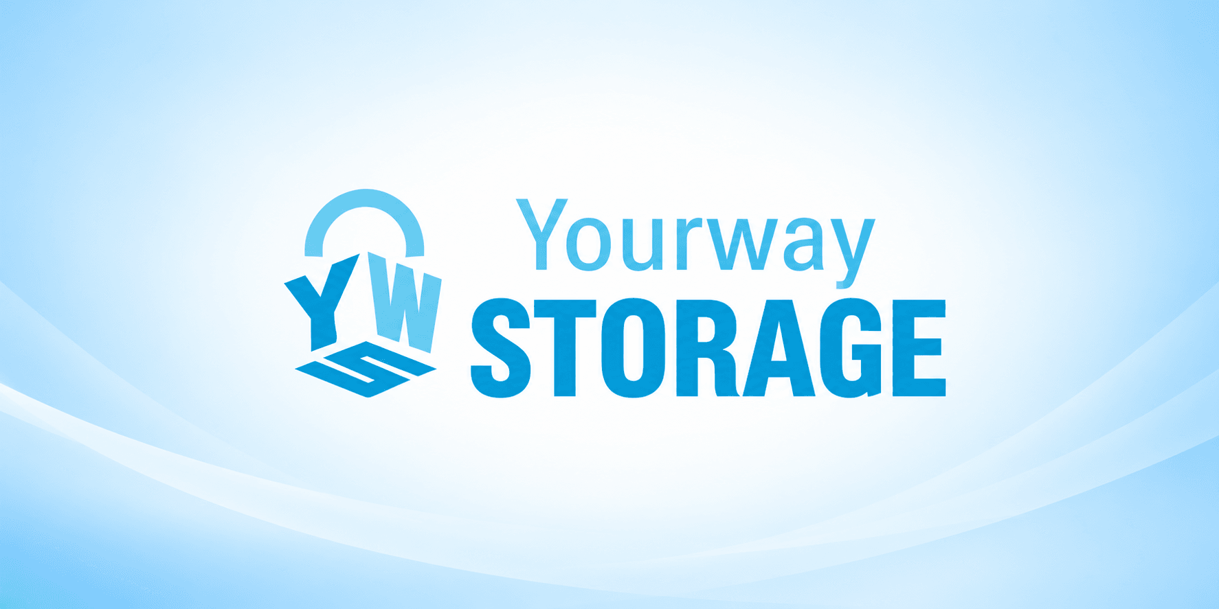 Logo for Yourway Storage featuring blue text and an abstract design