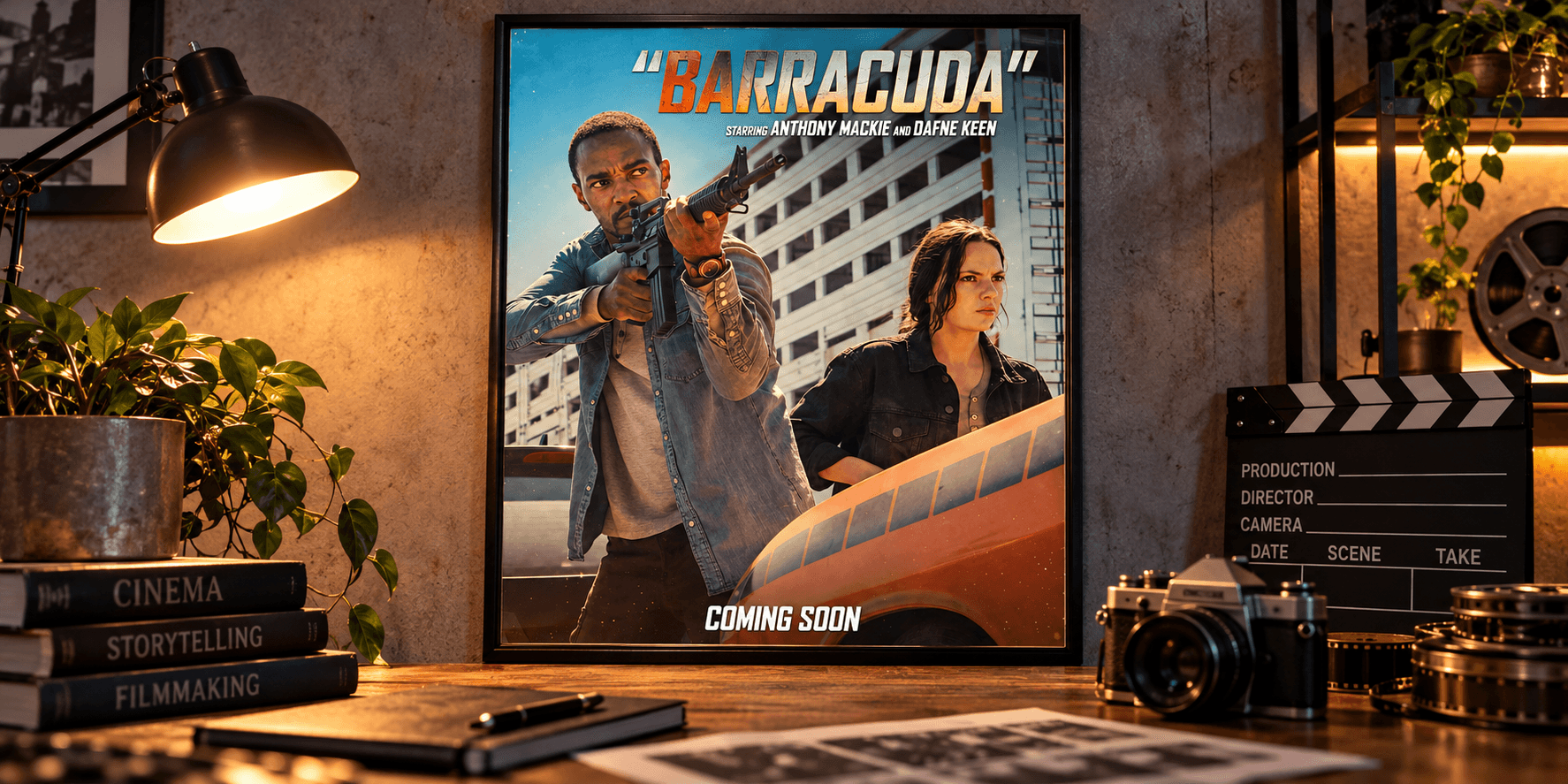 Movie poster for "Barracuda" with actors holding weapons in an urban setting