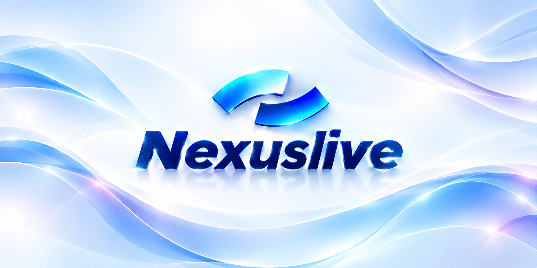 Blue and white abstract background with the Nexuslive logo prominently displayed.