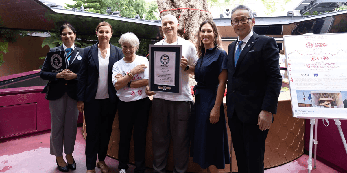 NINAPHARM and France Pavilion partners celebrate Guinness World Record achievement at Expo 2025 Osaka with the world’s largest AKAI ITO installation