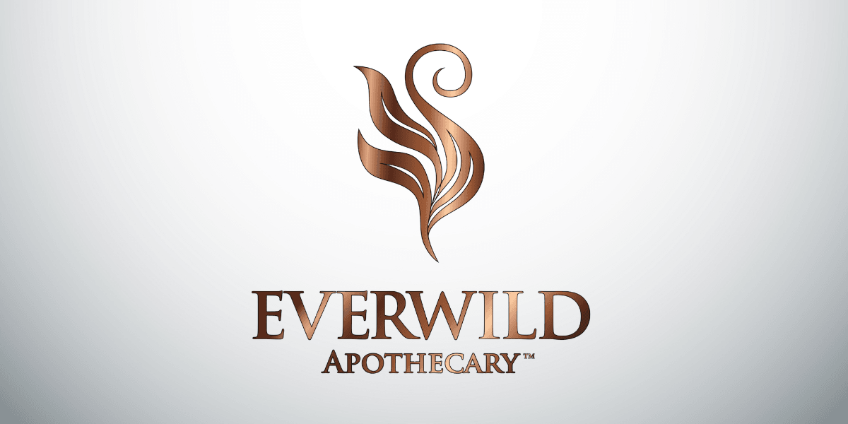 Logo for Everwild Apothecary featuring elegant design and earthy colors