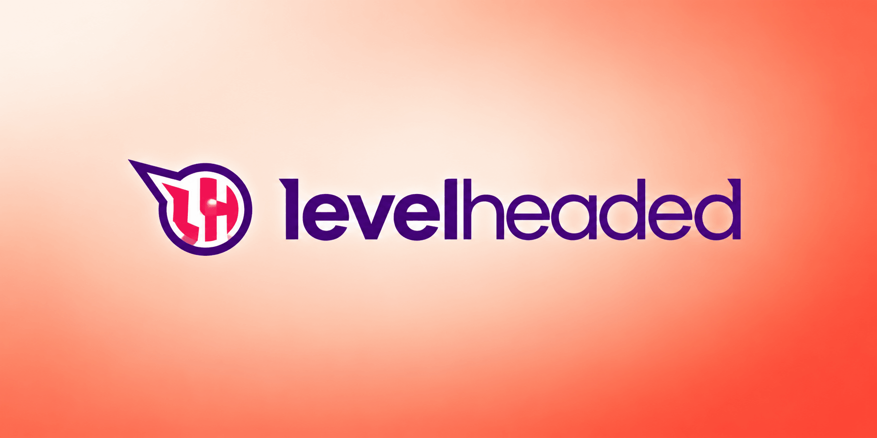 Logo of Levelheaded featuring a stylized "L" and bold text on a gradient background