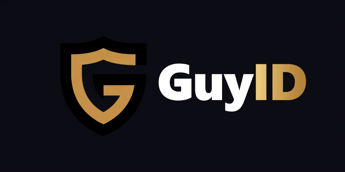 Logo featuring a shield and the text "GuyID" in gold and white colors