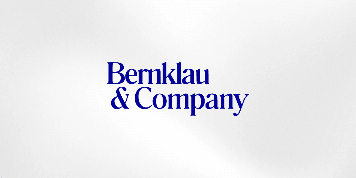 Logo of Bernklau & Company in blue text on a white background
