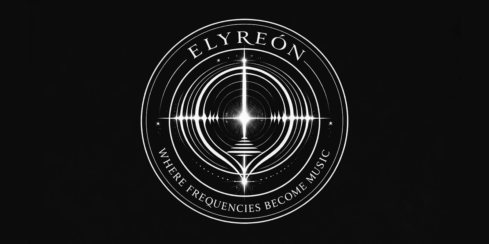 Elyreón logo on a black background, representing their anthem questioning humanity and reflecting on conflict and unity.