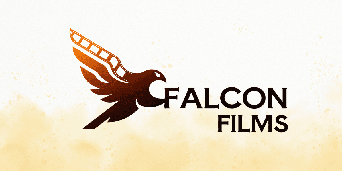 Falcon Films Production logo featuring a stylized falcon with filmstrip wing beside the company name.