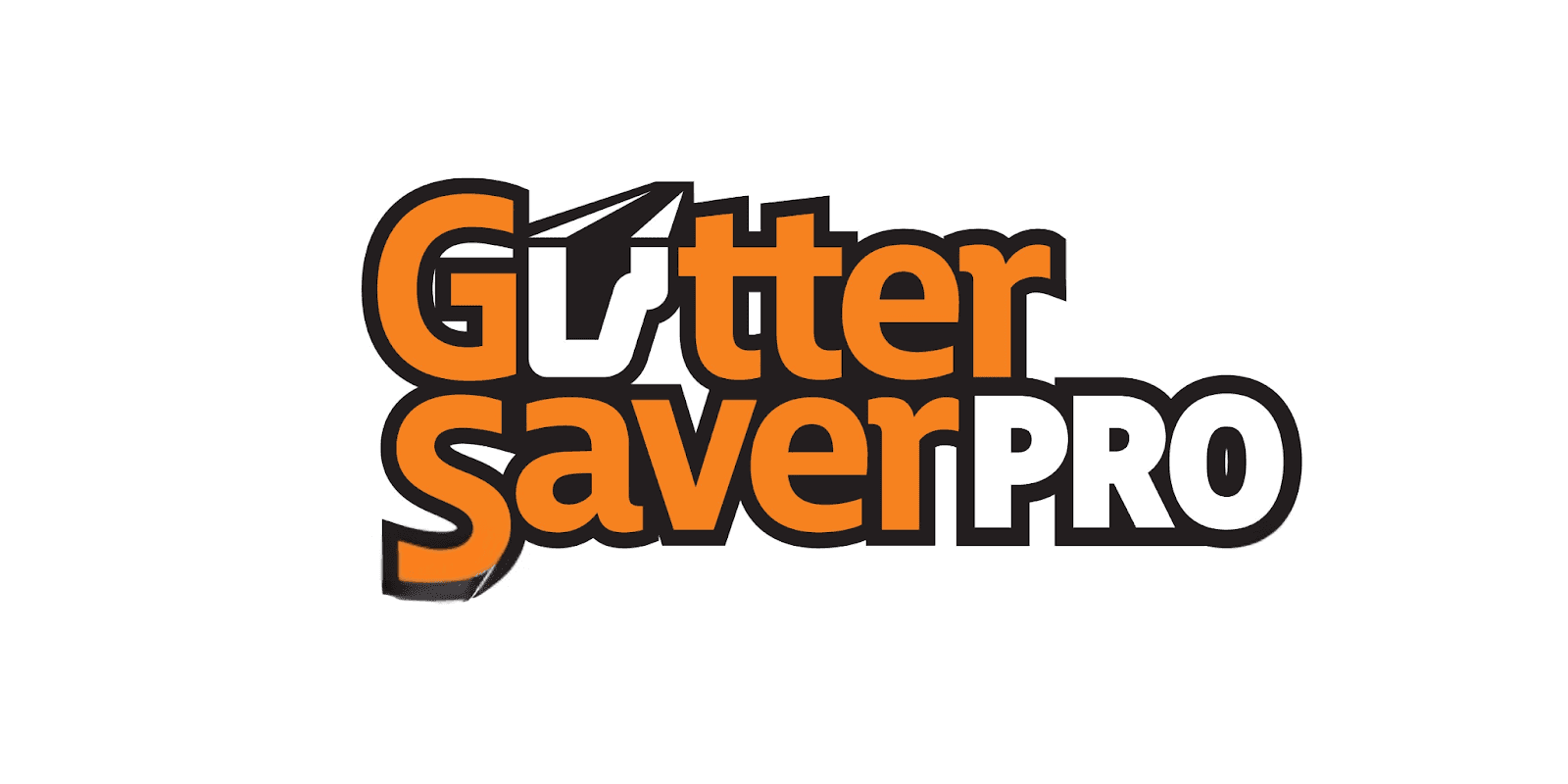"Gutter Saver Pro logo featuring bold, modern typography with orange and black colors, designed for gutter protection solutions."