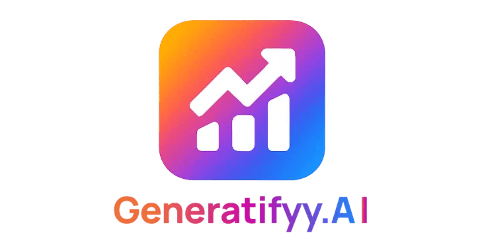 Logo of Generatifyy.AI, a unified platform designed for marketing, content creation, and automation, featuring a growth chart icon.