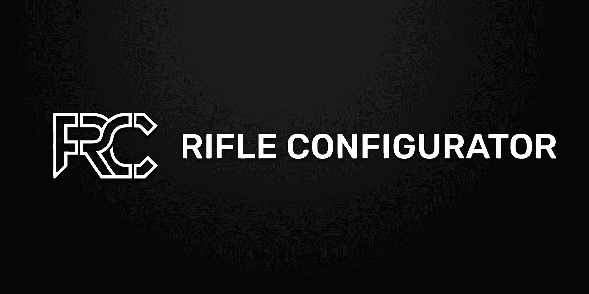 Rifle Configurator logo in white lettering on a black background.