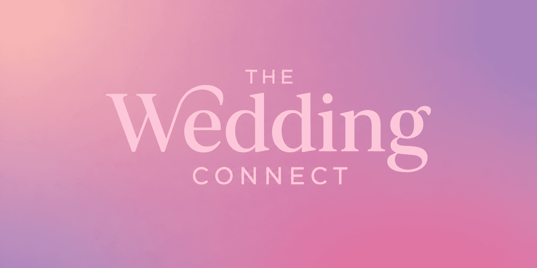 The Wedding Connect logo displayed on a pink and purple gradient background.
