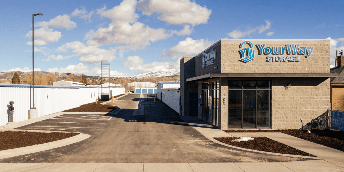 YourWay Storage McKinley facility with modern office and secure drive-up storage units in Pocatello, Idaho.
