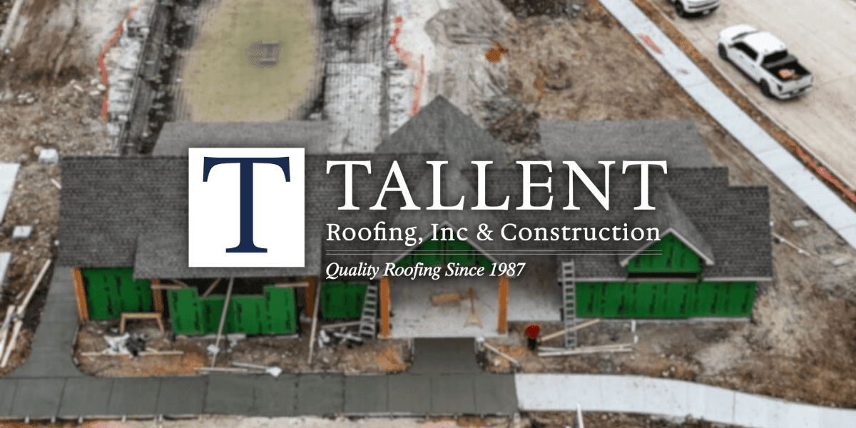 Aerial view of a new McKinney home under construction, highlighting roofing installation and Tallent Roofing’s professional storm restoration and replacement services.