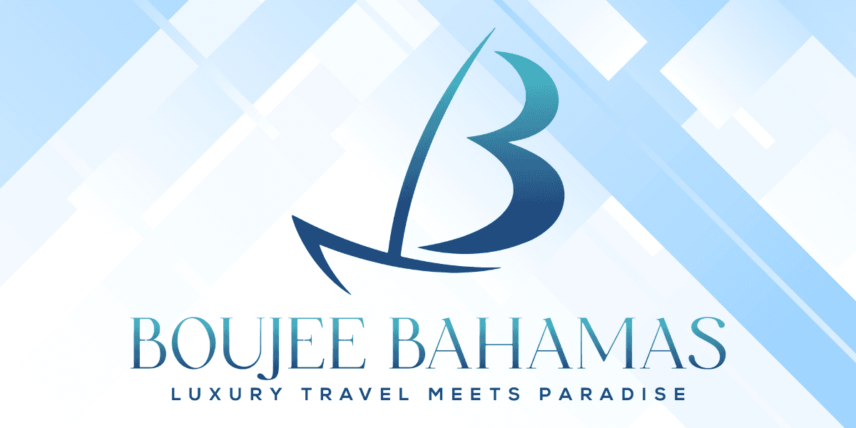 "Boujee Bahamas logo on a stylish backdrop of a luxury yacht cruise, offering premium travel services and tropical escapes."
