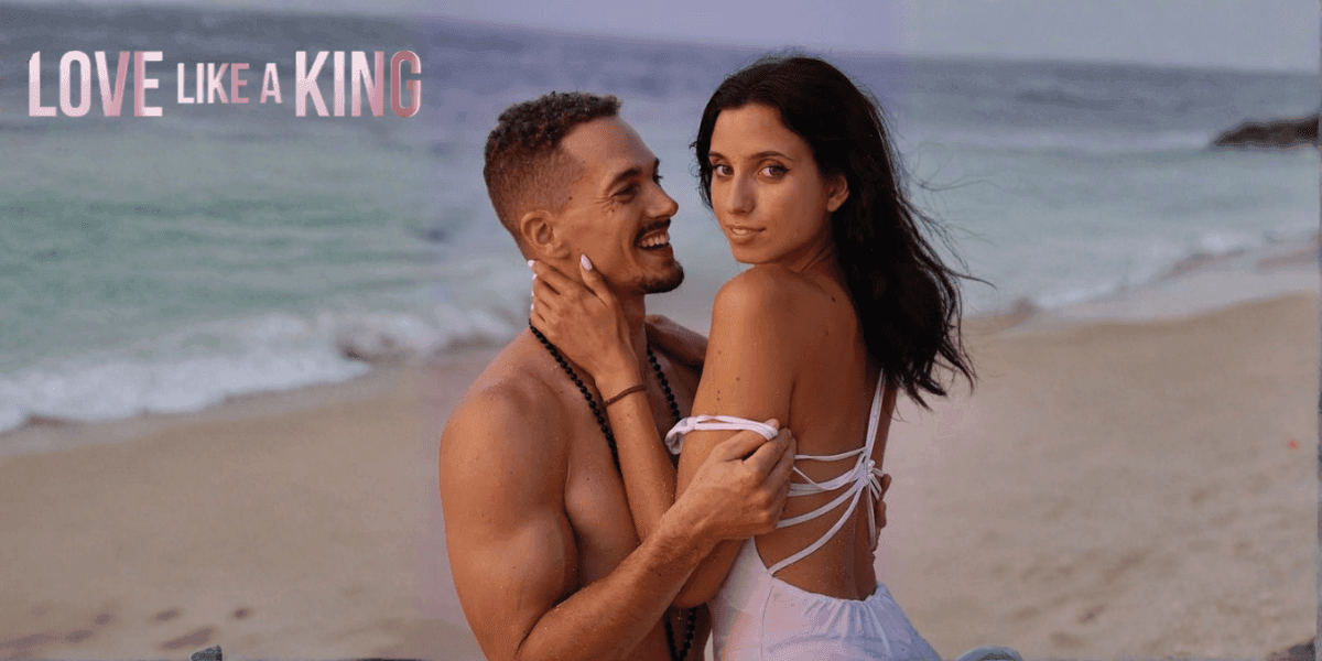 Couple embracing on a beach at sunset, symbolizing attraction and love through the 'Love Like a King' method.