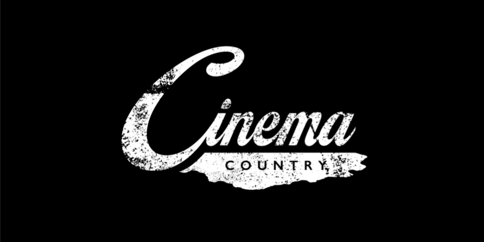 Cinema Country logo with distressed white text on a black background, representing the impact-driven independent film studio.