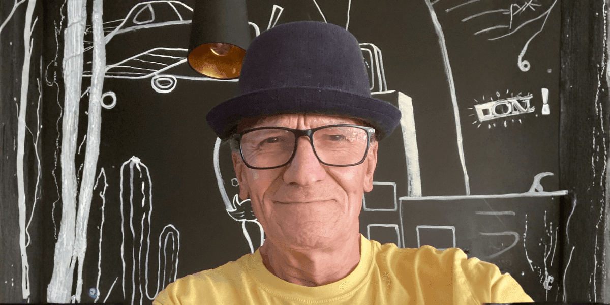 "William Lower, author of The Typo: In the Name of God, poses with a creative and engaging backdrop."