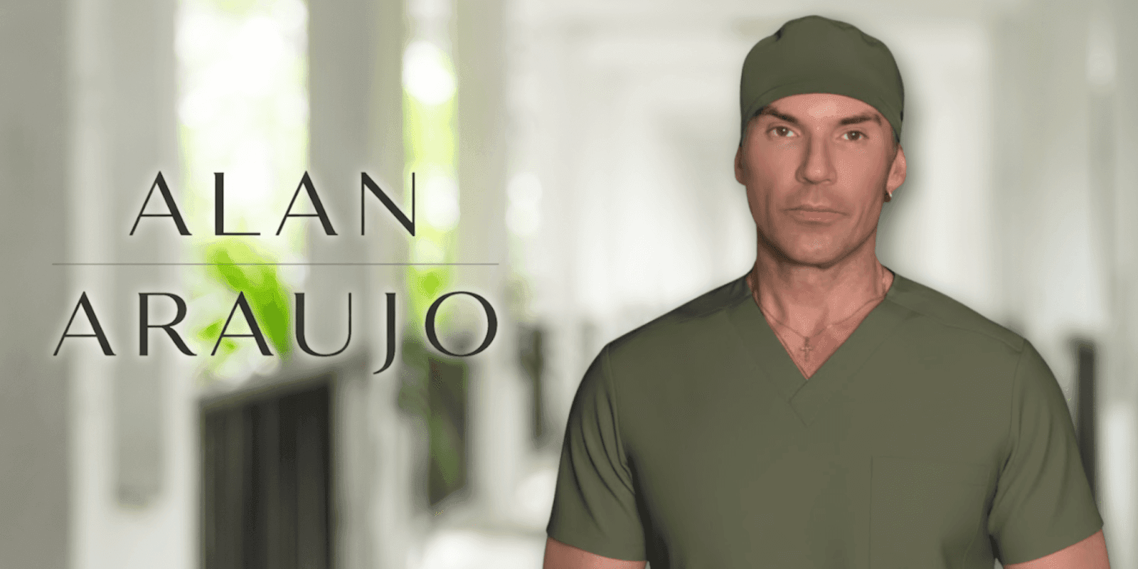 Alan Araujo in green scrubs, emphasizing leadership, executive coaching, and AI synergy in professional development and wellness.