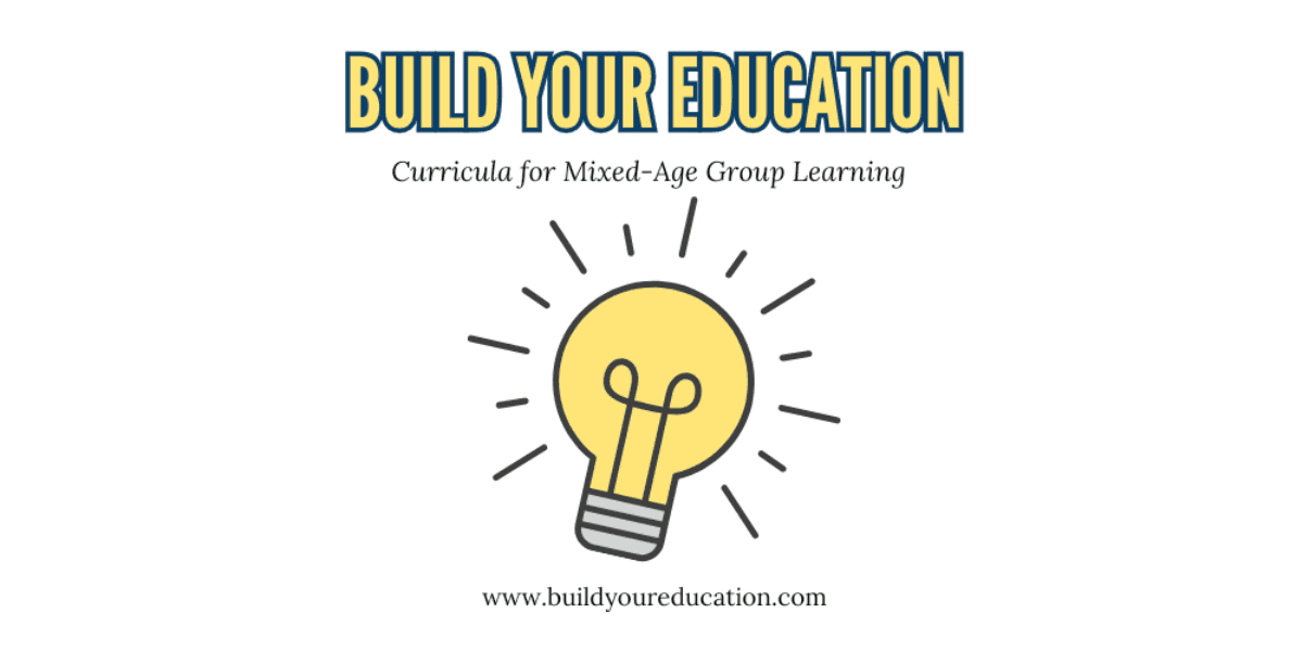 "Build Your Education logo, featuring a lightbulb icon symbolizing creativity, with the tagline emphasizing mixed-age group learning curriculum."