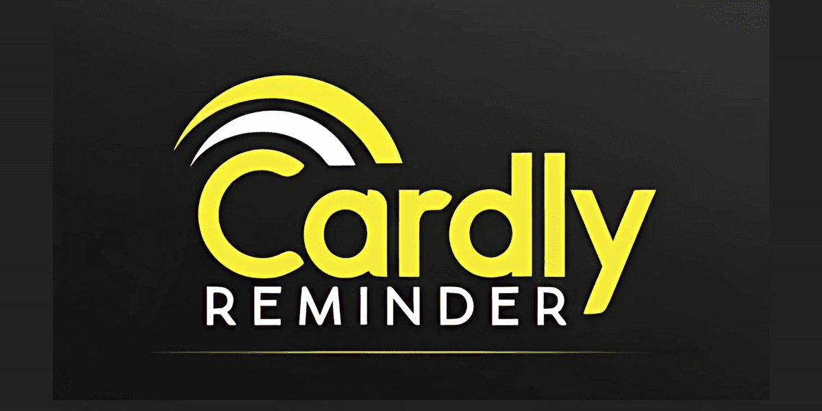 Cardly Reminder logo with yellow and white arcs above the name, representing a simple financial reminder app.