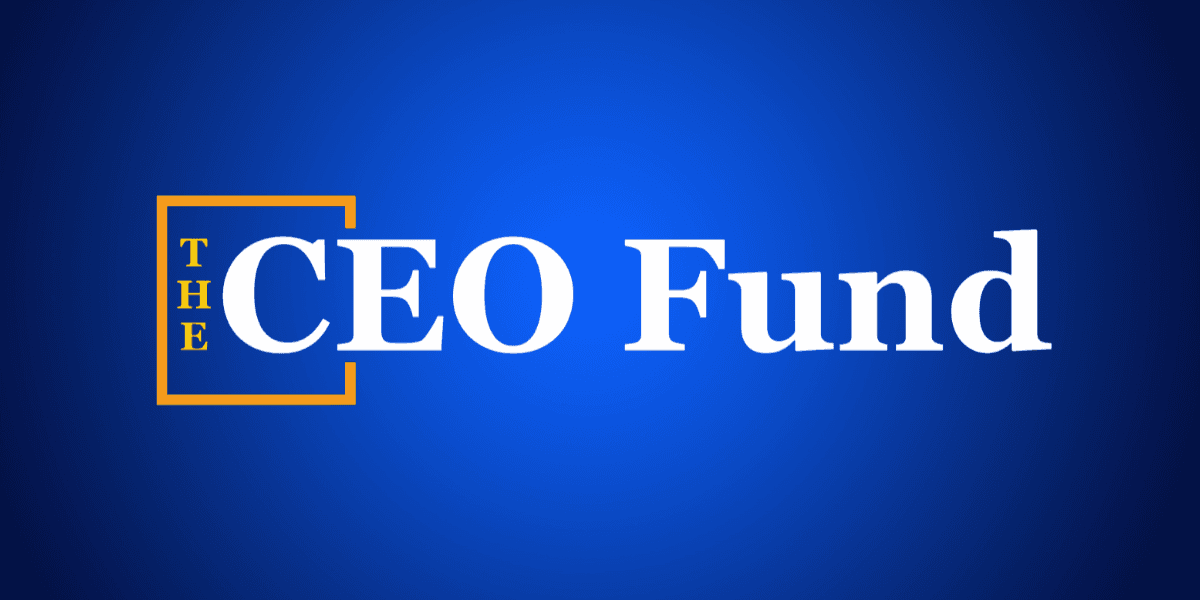 The CEO Fund logo in white and gold on a blue background.