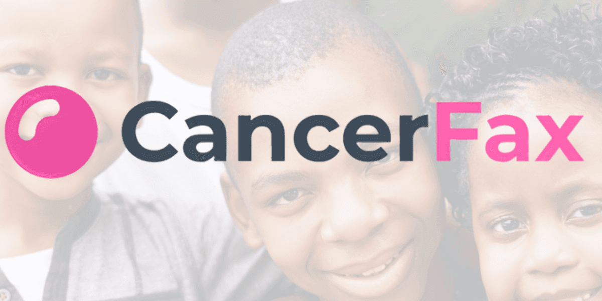 CancerFax logo with smiling children, representing hope and access to advanced cancer treatments worldwide.