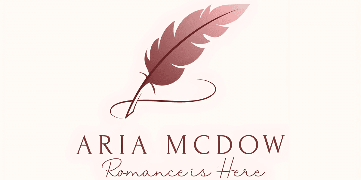 Aria McDow’s logo, featuring a quill and elegant script, symbolizes her contemporary romance novels that focus on emotional depth.