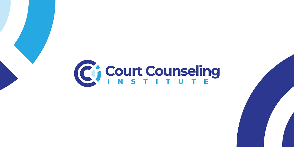 Logo of Court Counseling Institute featuring a stylized letter 'C' in shades of blue, with the words 'Court Counseling' in bold blue text and 'INSTITUTE' in lighter blue text beneath it. The design incorporates circular shapes and a modern, professional style