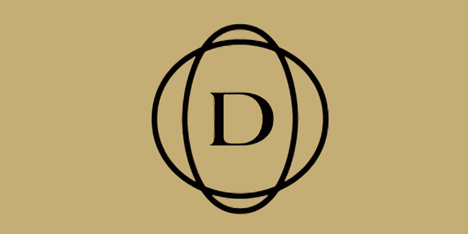 Black "D" logo encircled by overlapping ovals on a gold background, representing Dulcedo's new brand identity.