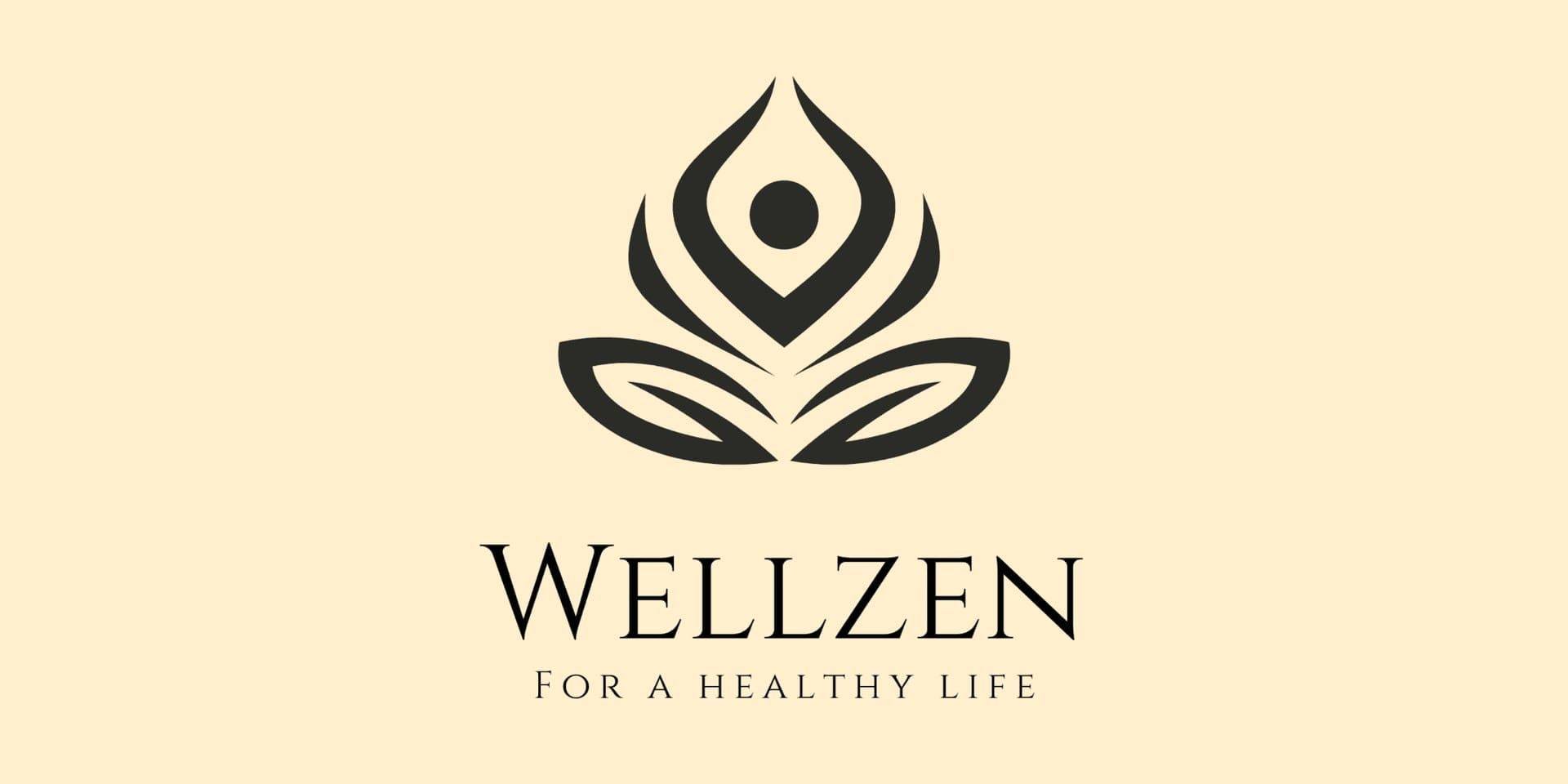 Wellzen Health logo with stylized meditating figure and lotus, promoting healthy living and weight loss for women over 30.