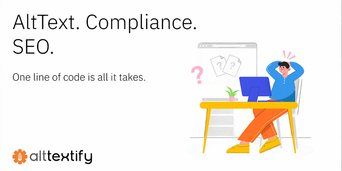 Person sitting at desk, using AltTextify to automate alt text for website images, ensuring ADA compliance and SEO.