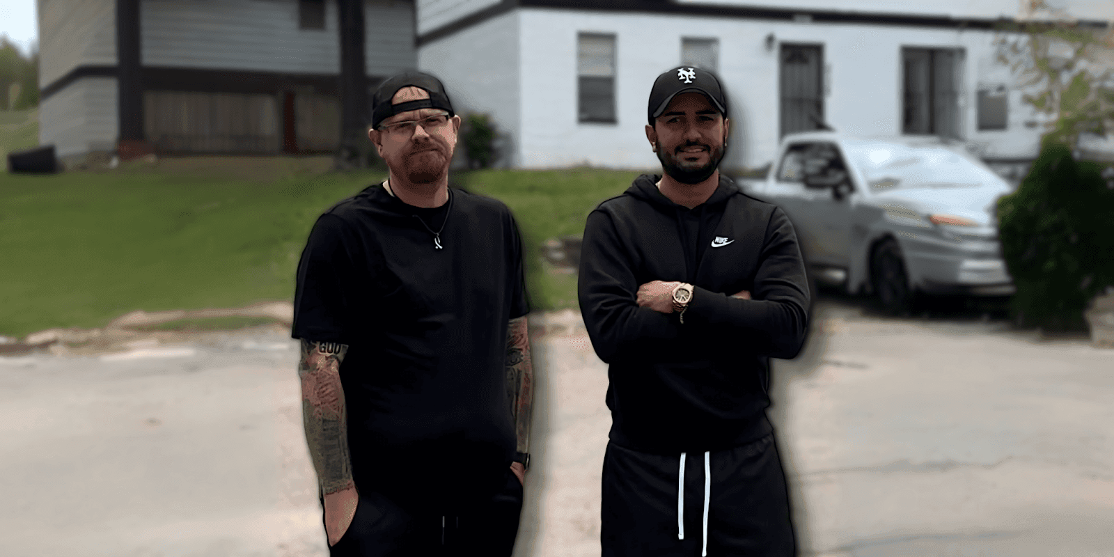 James Jones and Anthony Redmond standing outside, co-founders of RealSync AI app revolutionizing real estate investing.