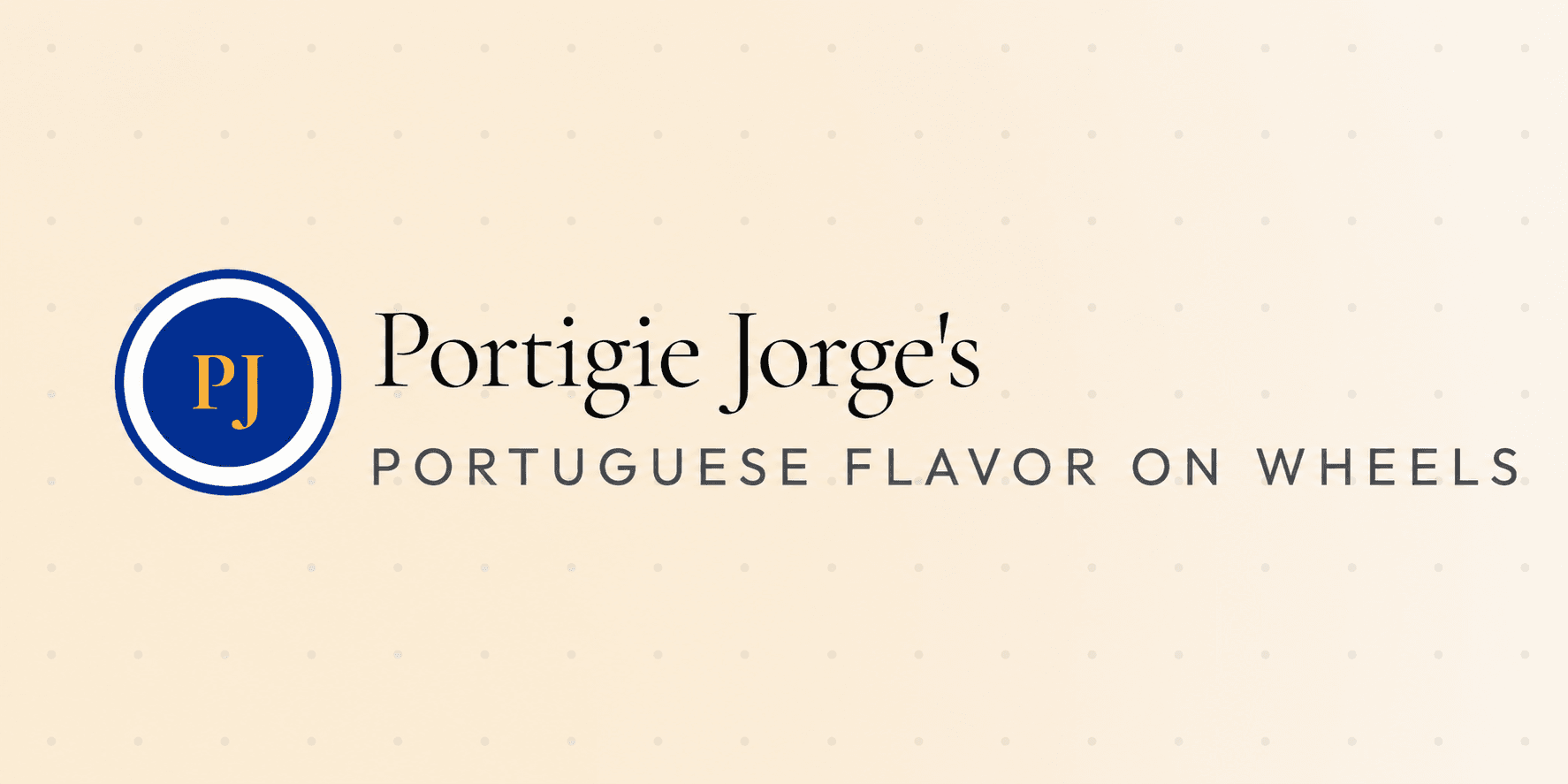 Portigie Jorge’s logo with PJ emblem and “Portuguese Flavor on Wheels” tagline.