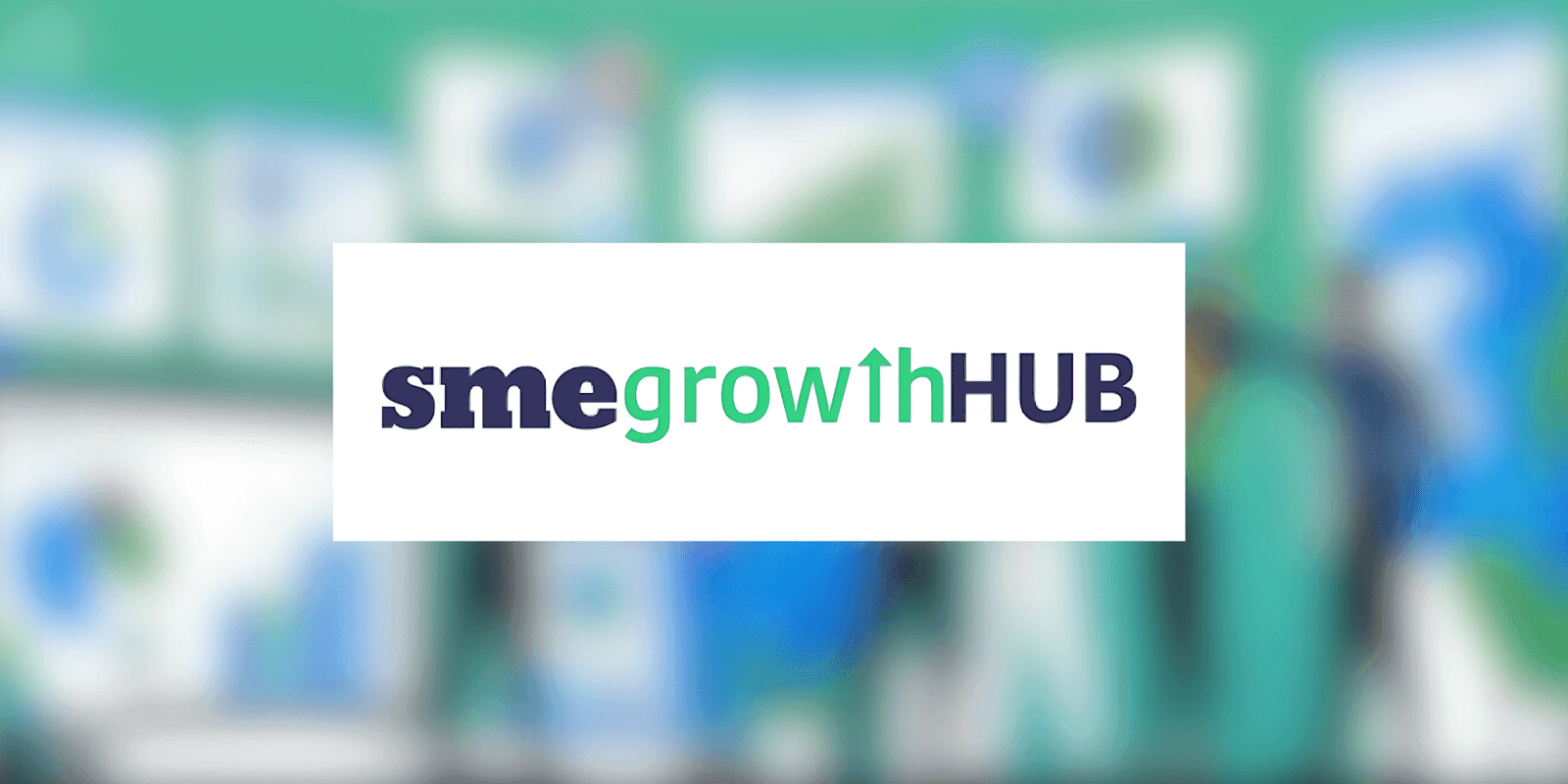 SME Growth Hub logo with blurred background showcasing business growth tools and resources.