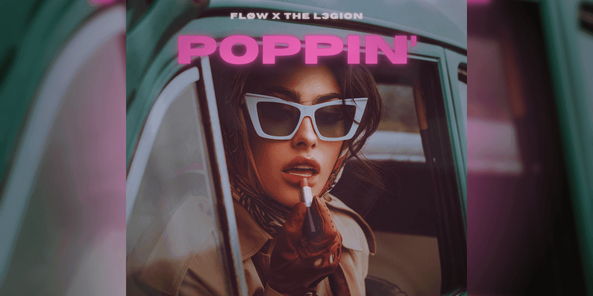 A stylish woman applying lipstick in a vintage car, promoting the high-energy single "Poppin’" by SoundVault Music Group.