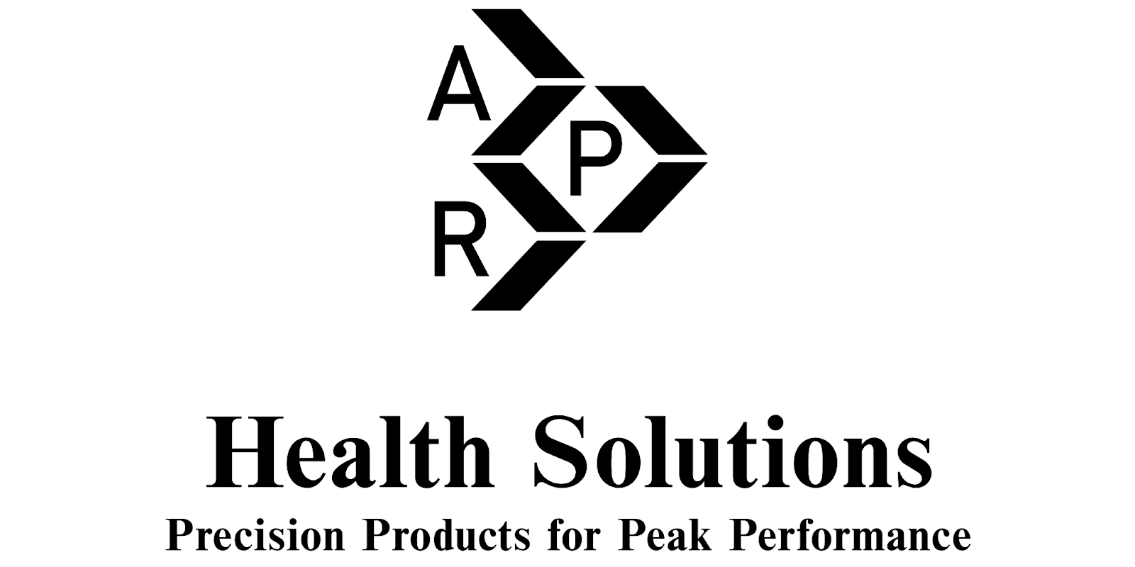 APR Health Solutions logo: precision products for peak performance, highlighting wellness through science and a commitment to charity.
