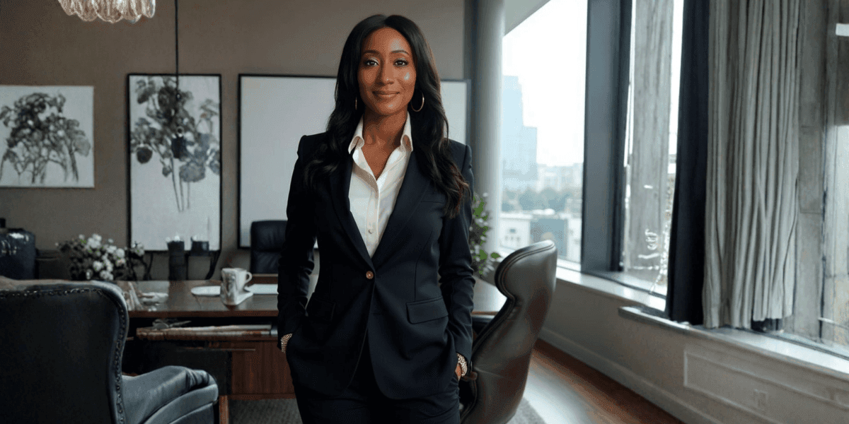 Kela Pryor, CPA, standing confidently in a professional office setting, embodying her role as a strategic tax advisor.