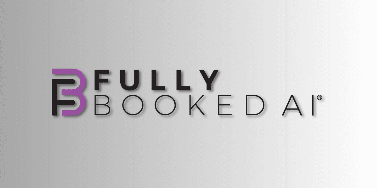 Fully Booked AI logo with purple and black letters, symbolizing AI-powered solutions for salon growth and efficiency