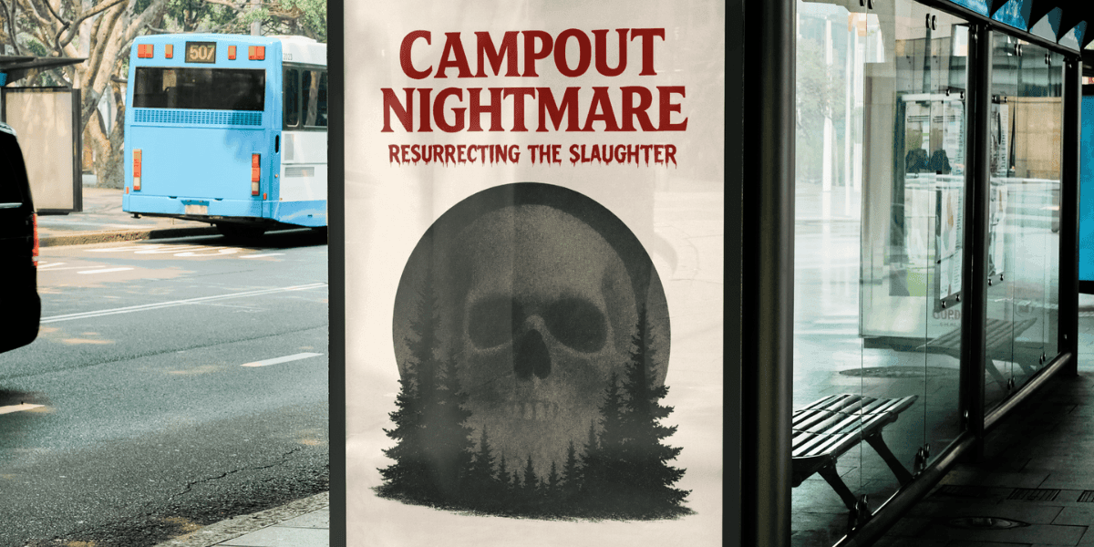 the poster for Campout Nightmare: Resurrecting the Slaughter, a horror film with Joe Bob Briggs.