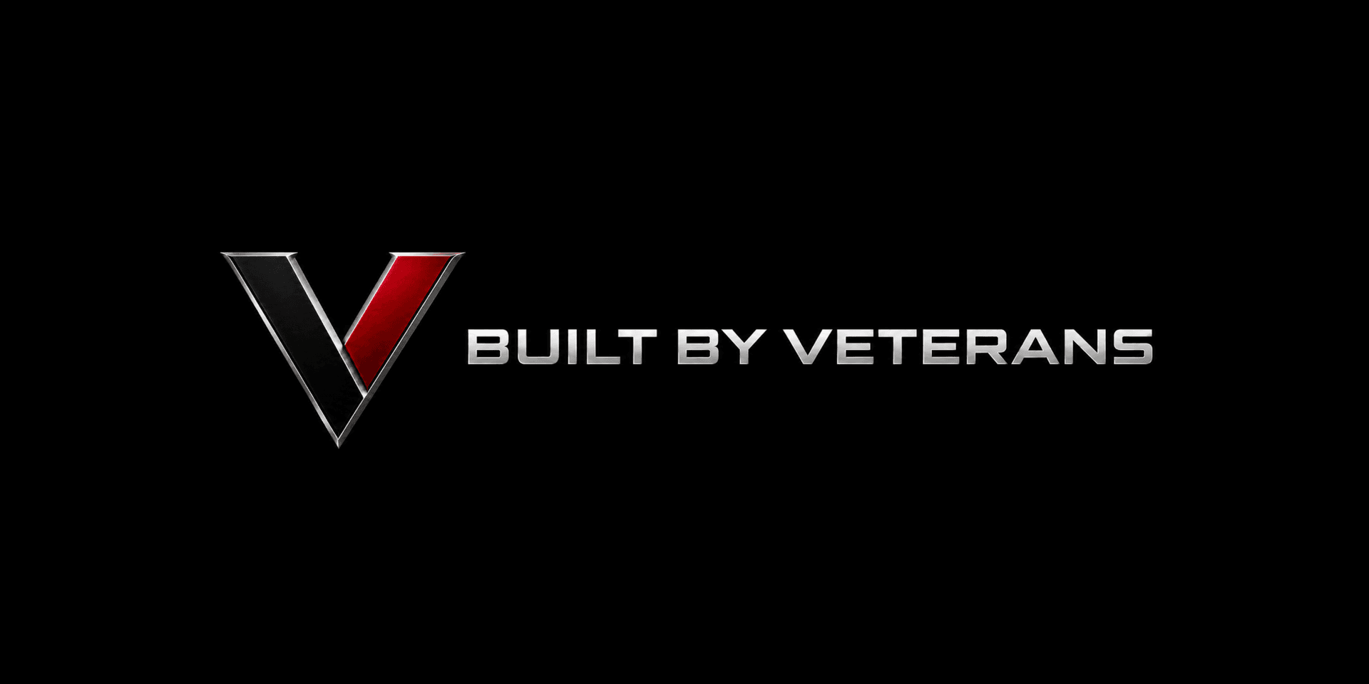 Logo featuring a stylized "V" with the phrase "Built by Veterans" beneath it
