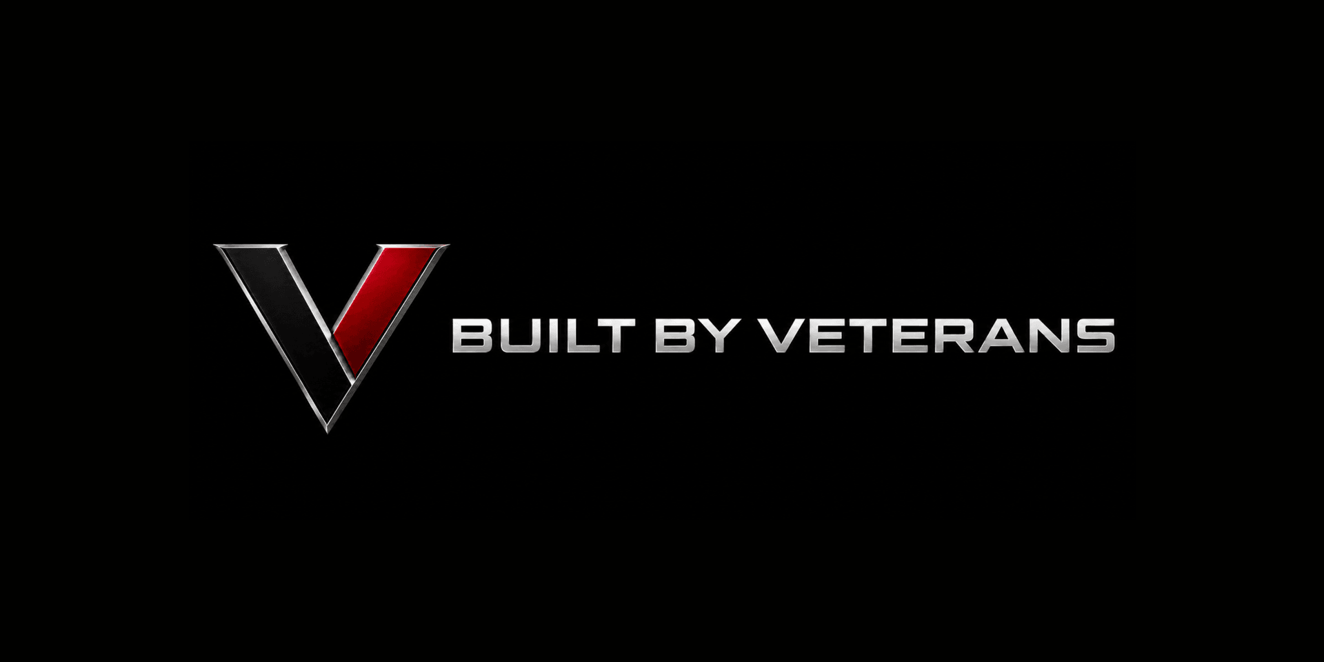Logo featuring a stylized "V" with the phrase "Built by Veterans" beneath it