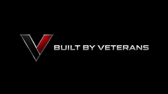 Logo featuring a stylized "V" with the phrase "Built by Veterans" beneath it