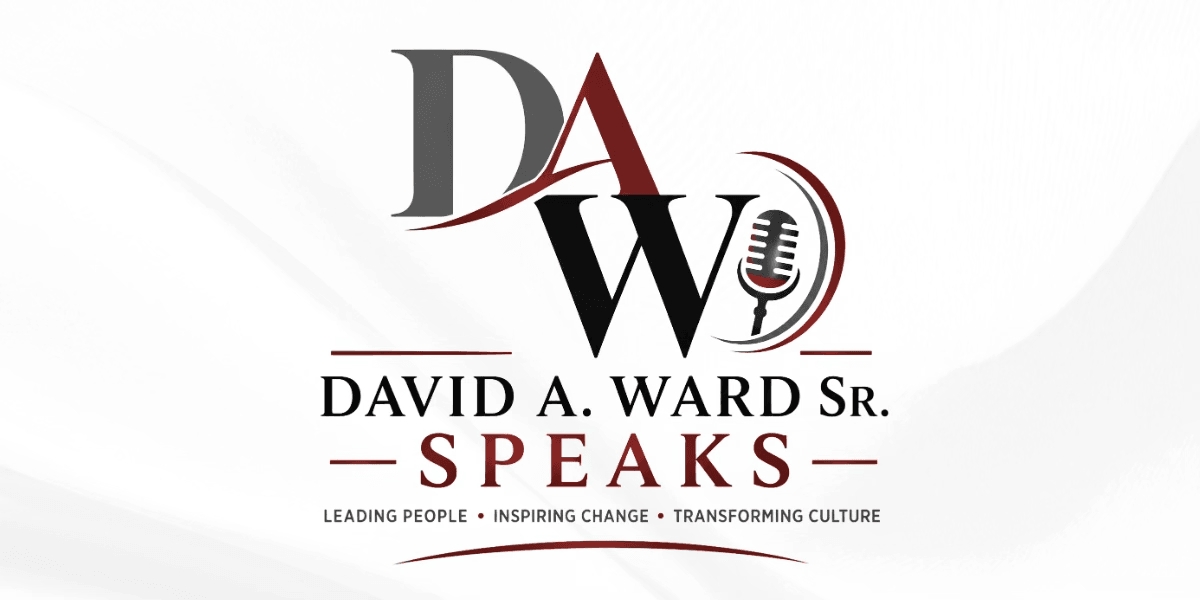 Logo for David A. Ward Sr. Speaks, featuring initials D, A, W, and a microphone