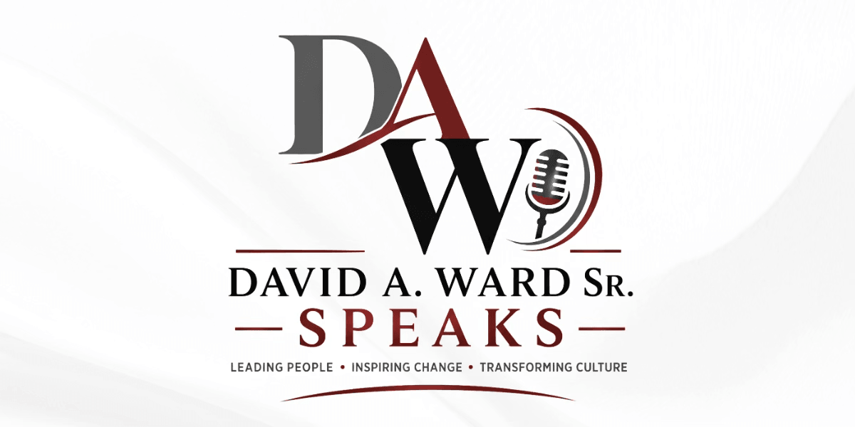 Logo for David A. Ward Sr. Speaks, featuring initials D, A, W, and a microphone