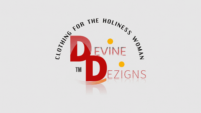 Logo for Devine Dezigns, featuring the tagline "Clothing for the Holiness Woman"