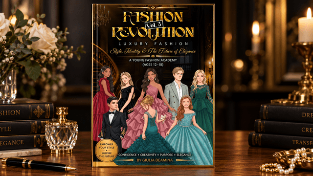 Book cover featuring characters in stylish outfits and a luxurious setting