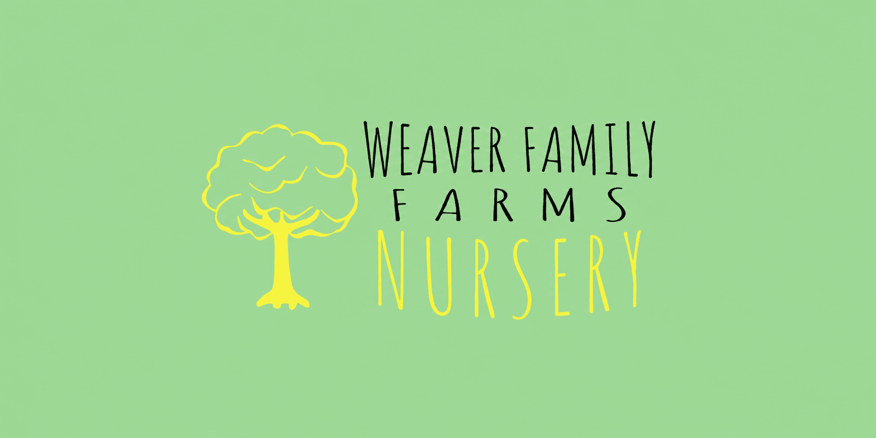 Logo for Weaver Family Farms Nursery featuring a tree and colorful text