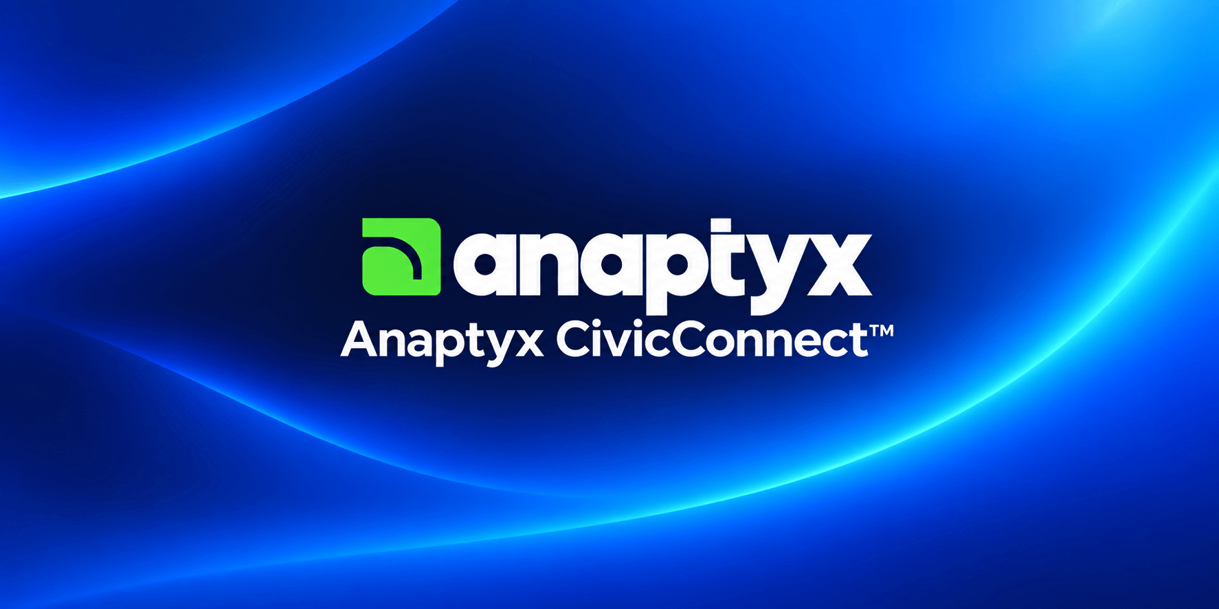 Logo of Anaptyx with a blue abstract background featuring the text CivicConnect
