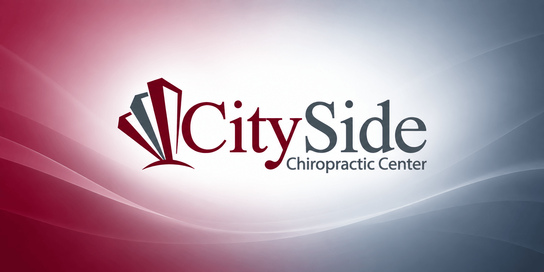 CitySide Chiropractic Center logo with a gradient background in red and blue hues