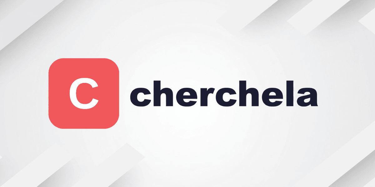 Red square logo with the letter C beside the word cherchela in bold black text
